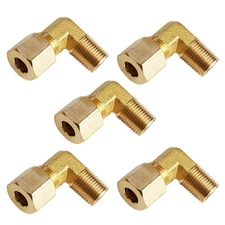 5 PC - Brass Compression Elbow Fitting 5/16" OD Tube x 1/8" NPT Male Pipe