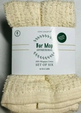 HOME CONCEPTS  DISH CLOTHS (6) 12 X 12 CREAM 100% COTTON NIP