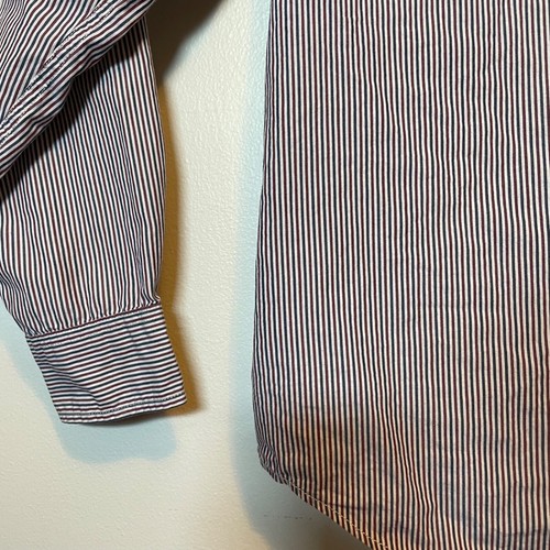 American Eagle Mens Button Up Size M Blue Stripe Pearl Snap Long Sleeve Preppy - Picture 14 of 14