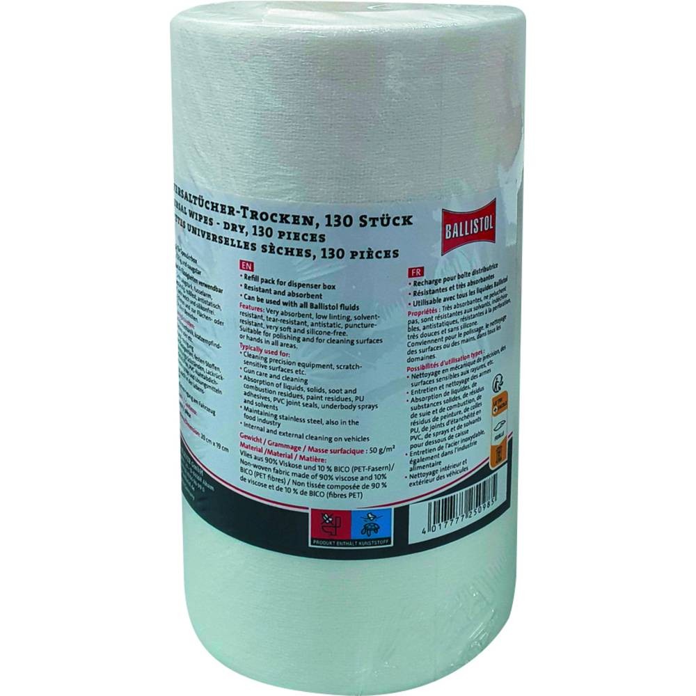 Chiffons secs Ballistol 25098 rouleau de 130 pièces pour nettoyage industriel et atelier
