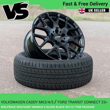 FOR VW CADDY MK3/4/5 WOLFHART MUNICH 3 GLOSS BLACK 18" 5x112 WHEELS & TYRES