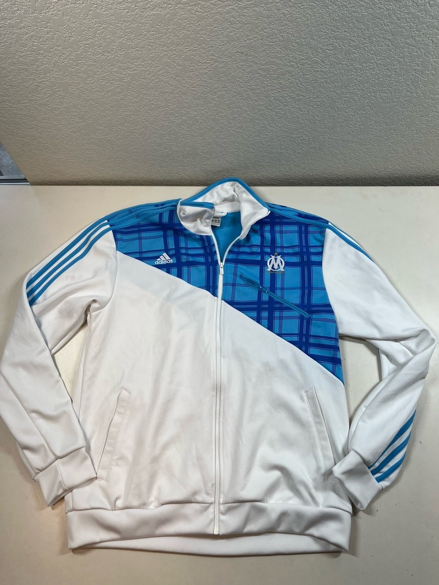 Blue White adidas Droit AU But Olympique Marseille Soccer Jacket