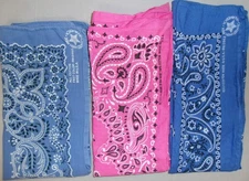 VTG 80S 90S BANDANA LOT OF 3 ALL USA MADE FAST COLOR HAV A HANK HANDKERCHIEF