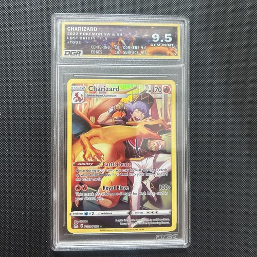 DGA 9.5 Gem Mint Charizard, Leon TG03/TG30 CHARACTER RARE Lost Origin Pokemon - 第 2/7 張圖片