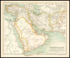 c1912 Map of TURKEY IN ASIA ARABIA PERSIA AFGHANISTAN BULUCHISTAN Regions (BS36)