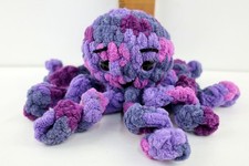 Handmade Crocheted Purple Pink Octopus Big Eye Plush Toy Stuffed Animal