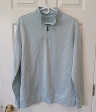 HICKEY FREEMAN Mens Polyester Light Blue 1/4 Zip Pullover Casual Golf Everyday M