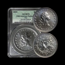 UNITED STATES. 2024, Medal, Silver - CAC MS70 - Top Pop 🥇 Flowing Hair