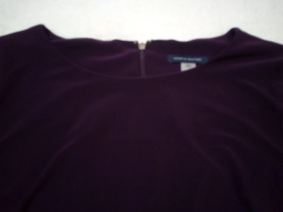 Tommy Hilfiger Sheath Dress Women 8 Plum Round Neck 3/4 Sleeve Bell Sleeve - Image 4 of 4