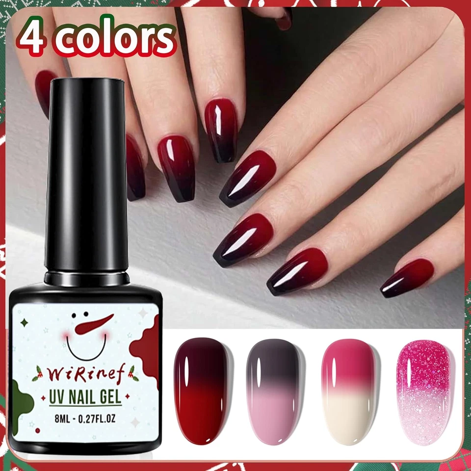 UV Nagellack Farbwechsel Thermo Gel Set Rot Rosa Lila Magenta Chamäleon Shellac - Bild 2 von 4