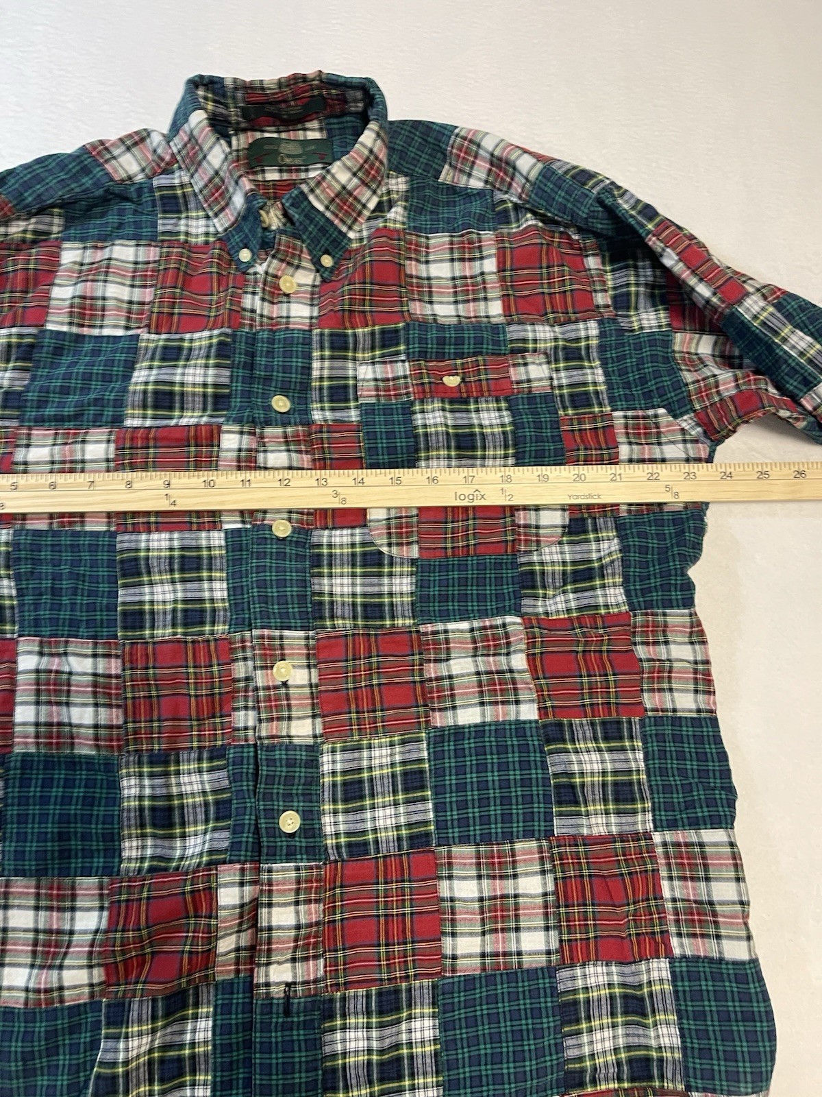 ORVIS- PATCHWORK PATTERN- LONG SLEEVE -BUTTON DOW… - image 4