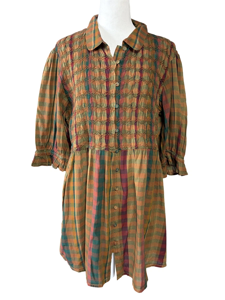 free people plaid shirt dress NWT Free People Voyage Multi-Color Plaid Shirt Dress Wms Sz XS