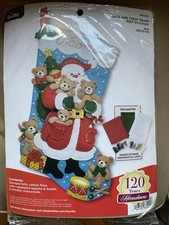 Santa Bears 86901e Bucilla Felt Christmas Stocking Kit New Unopened