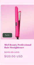 MIEL BEAUTY Professional Hair Straightener Ceramic Hot Pink