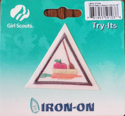 Girl Scouts Try-Its  MAKE IT EAT IT Patch Badge GUIDE Triangle Brownies Food
