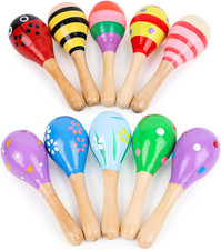 10PCS Mini Wooden Maracas, Maracas for Toddler Musical Instruments Wooden Shaker