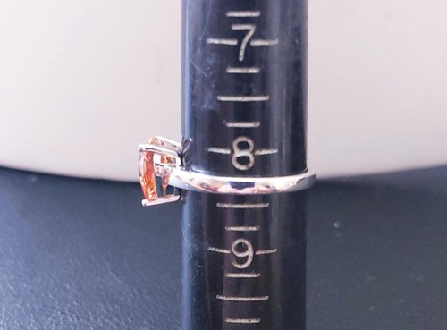925 Sterling Silver Heart Shaped Orange Ring (Size 8.5)! - Picture 4 of 8