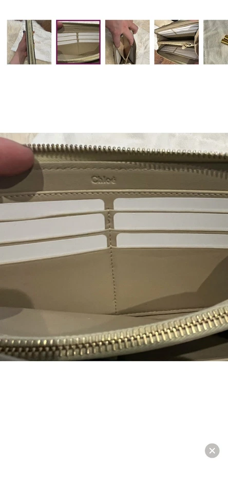 Cartera Larga Continental CHLOE en Caja Marcie Cuero Beige Cremallera Alrededor Foto 4 de 4