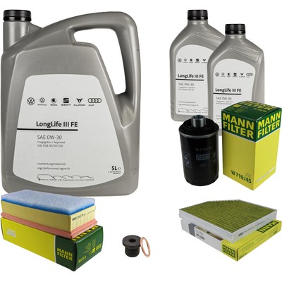MANN Inspektionspaket 7 L Motoröl VW 0W-30 Longlife III FE für Audi A5
