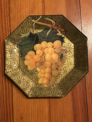 Scott Potter Decoupage 7''  Grape Plate, Signed
