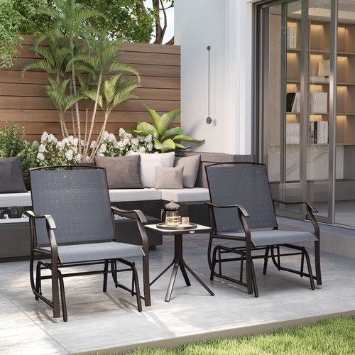 3 PIECE Outdoor Porch Mesh Fabric Rocking Glider Chair with Table Set at eBay