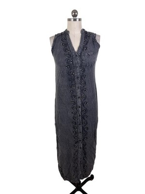 Exist Maxi Dress Duster Womens Small Black Rhinestone Sleeveless Western Boho