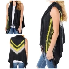 Ella Moss Wool Cashmere Blend Deva Fringe Boho Sweater Vest NWT