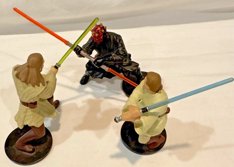 Star Wars Ep. 1 estatuetas vintage - Darth Maul, Obi-Won & Qui-Gon Jinn - 1999 - Imagem 4 de 4