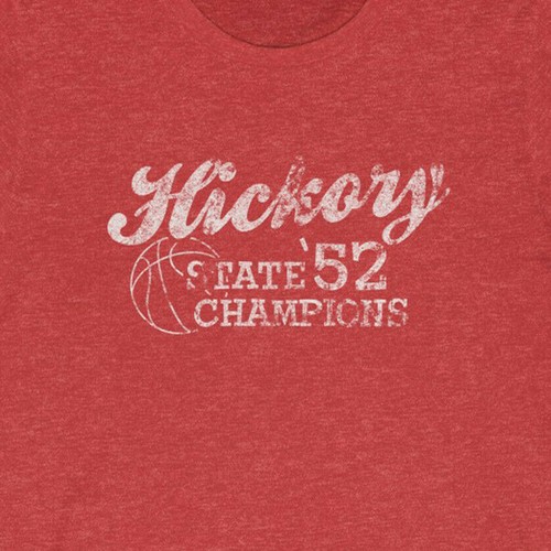 Hickory Champs "Vintage Look" 50/50 Blend T-Shirt - hoosiers indiana basketball