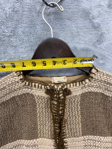 Hand Woven By Olga Shawl Cape Cover Jacket Coat Blanket Poncho Brown Striped - Picture 18 of 18
