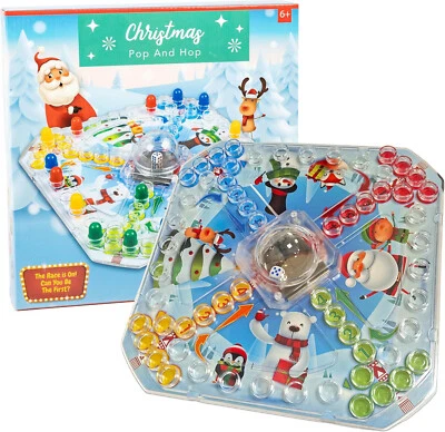 TINSEL TOWN Weihnachten Spiel Pop & Hop Würfel Kuppel Kinder Familie Party Brettspiel