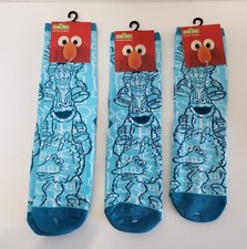 Sesame Street CREW Socks New With Tags 3 Pair ONE SIZE