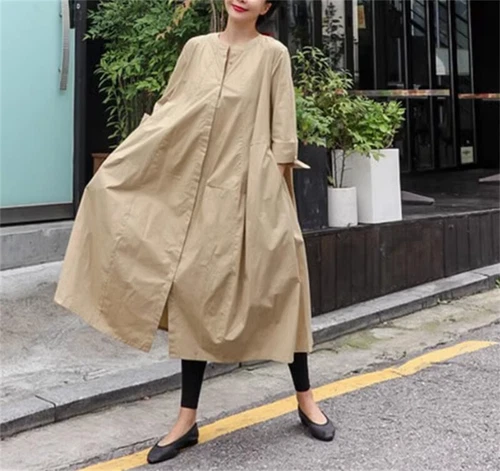 Lockeres Damen-Shirtkleid Übergröße Overknee japanisches lässiges langes Kleid - Bild 3 von 26