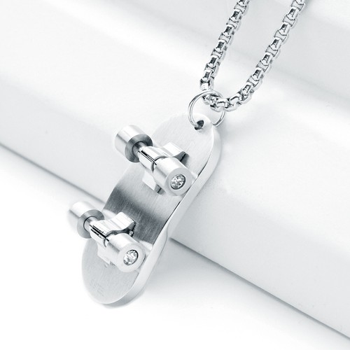 Moda Acero Inoxidable Oro Plata Patineta Collar Cadena SCP 184 - Imagen 9 de 11