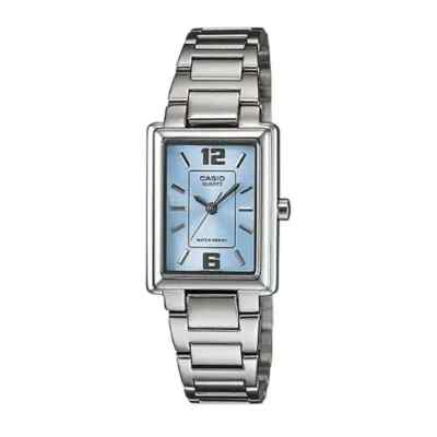 Casio Damen, silbernes Armband und Zifferblatt, Quarzuhr LTP-1238D-2ADF