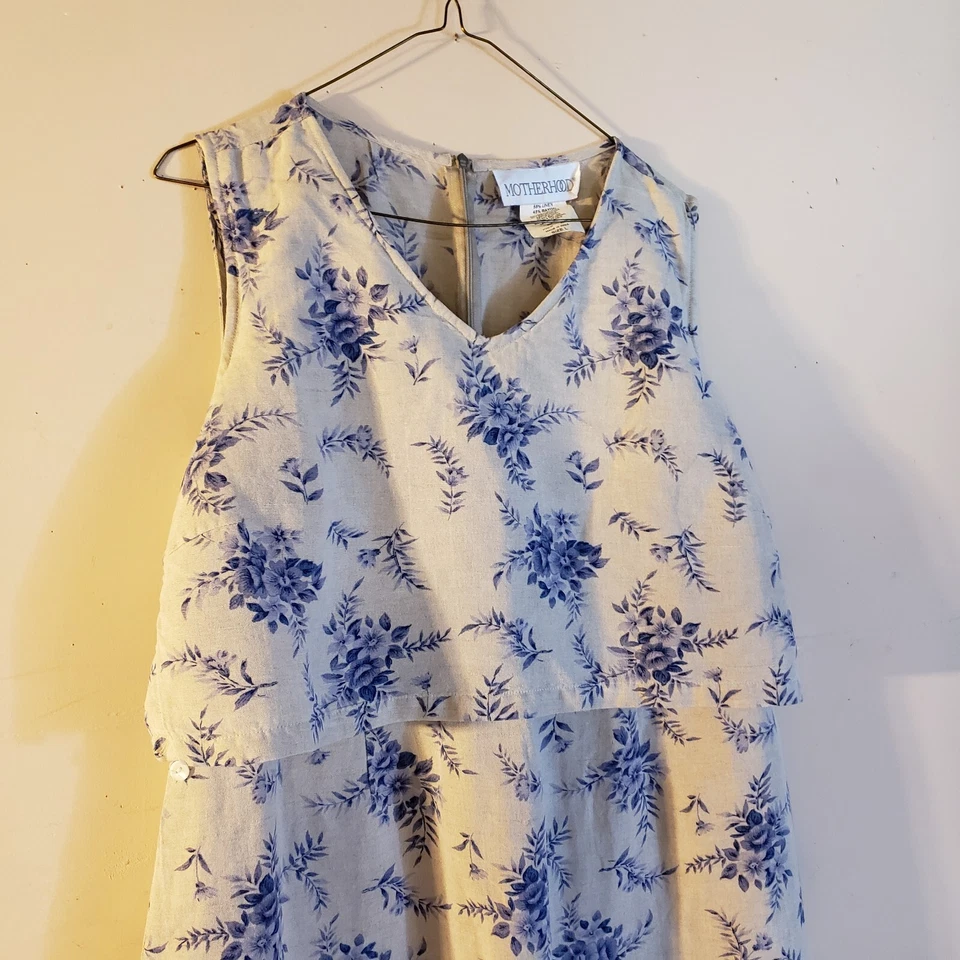 Pretty Nursing/Maternity Dress In Floral Blue & Grey - Image 4 of 4