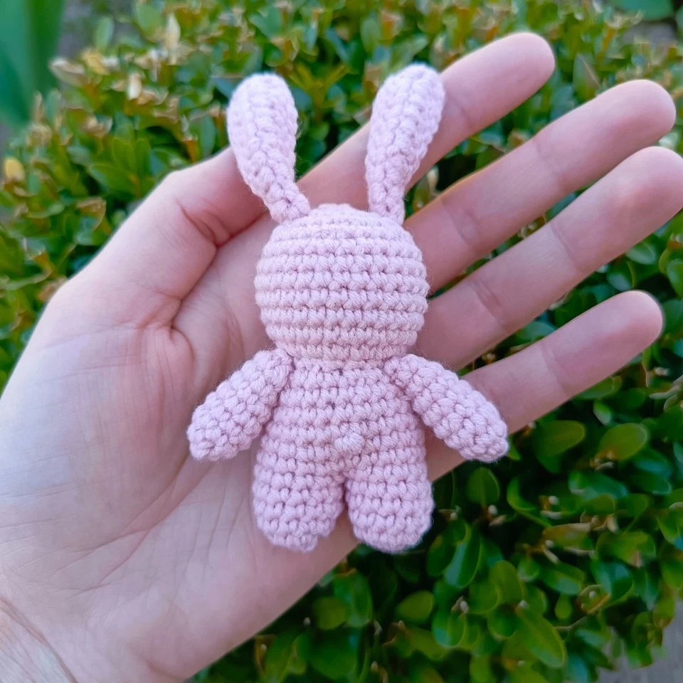 LITTLE PINK CROCHET  TOY AMIGURUMI ANIMAL BUNNY. HANDMADE SOFT TOY BUNNY. - Image 3 of 4