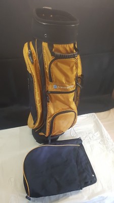 Memphis 14 Partition Golftasche gold schwarz Canvas getragen oder Trolley plus Kapuze