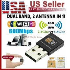 Lot 500 Mini Dual Band 600Mbps USB WiFi Wireless Adapter Network Card 2.4/5GHz