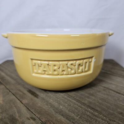 Vintage Yellow &White TABASCO Serving Bowl Please See Pictures (C)