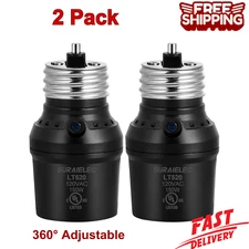 2 Pack Automatic Dusk to Dawn Light Socket, Light Sensor Socket, 360° Rotation
