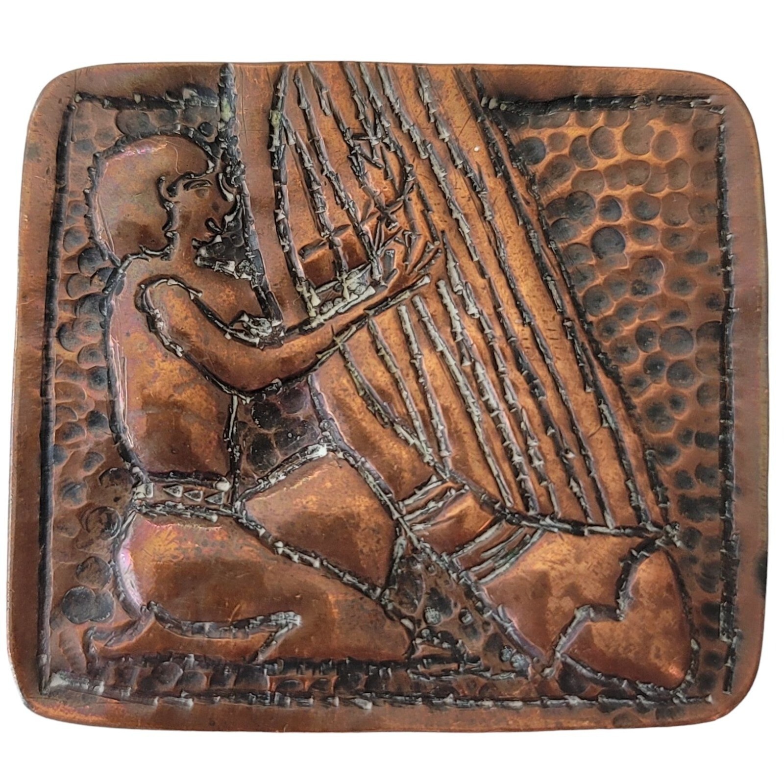 Copper Repousse Style Figural Playing Stringed In… - image 10