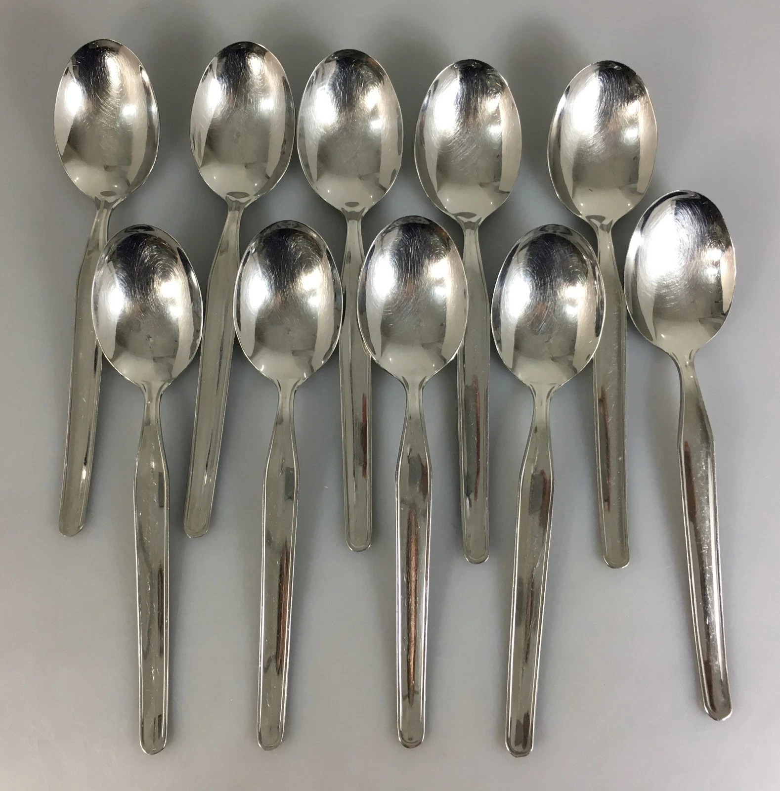 Lot of 10 Stainless Steel Soup Serving Spoons INOX 18/10 S Anchor 7 1/2"
