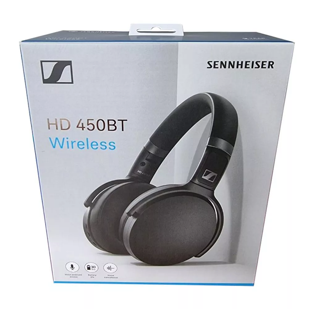 Sennheiser HD 450BT Noise-Cancelling Wireless Bluetooth Headphones (Black)  SEBT4