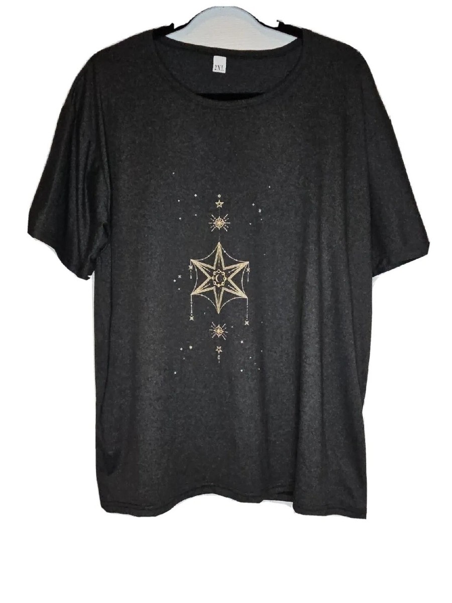 moon☆様 Shein Gray Sun Moon Phase Graphic Print T-Shirt Polyester