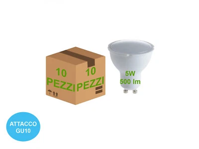 MAZDA PHILIPS KIT 10 PEZZI FARETTO LAMPADINA LED Mazda 5W 120° 220V GU10 500 Lumen 4000K