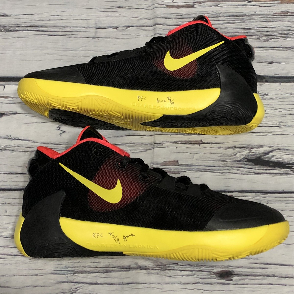 Sample Nike Zoom Freak 1 Basketball Shoes Soul Glo Black Red 5Y