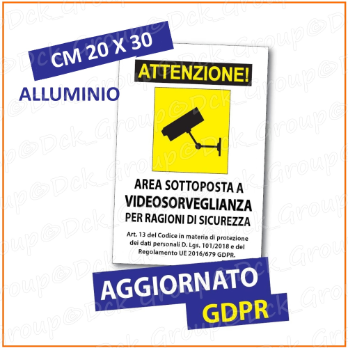 Cartello videosorveglianza in alluminio 300x200 mm