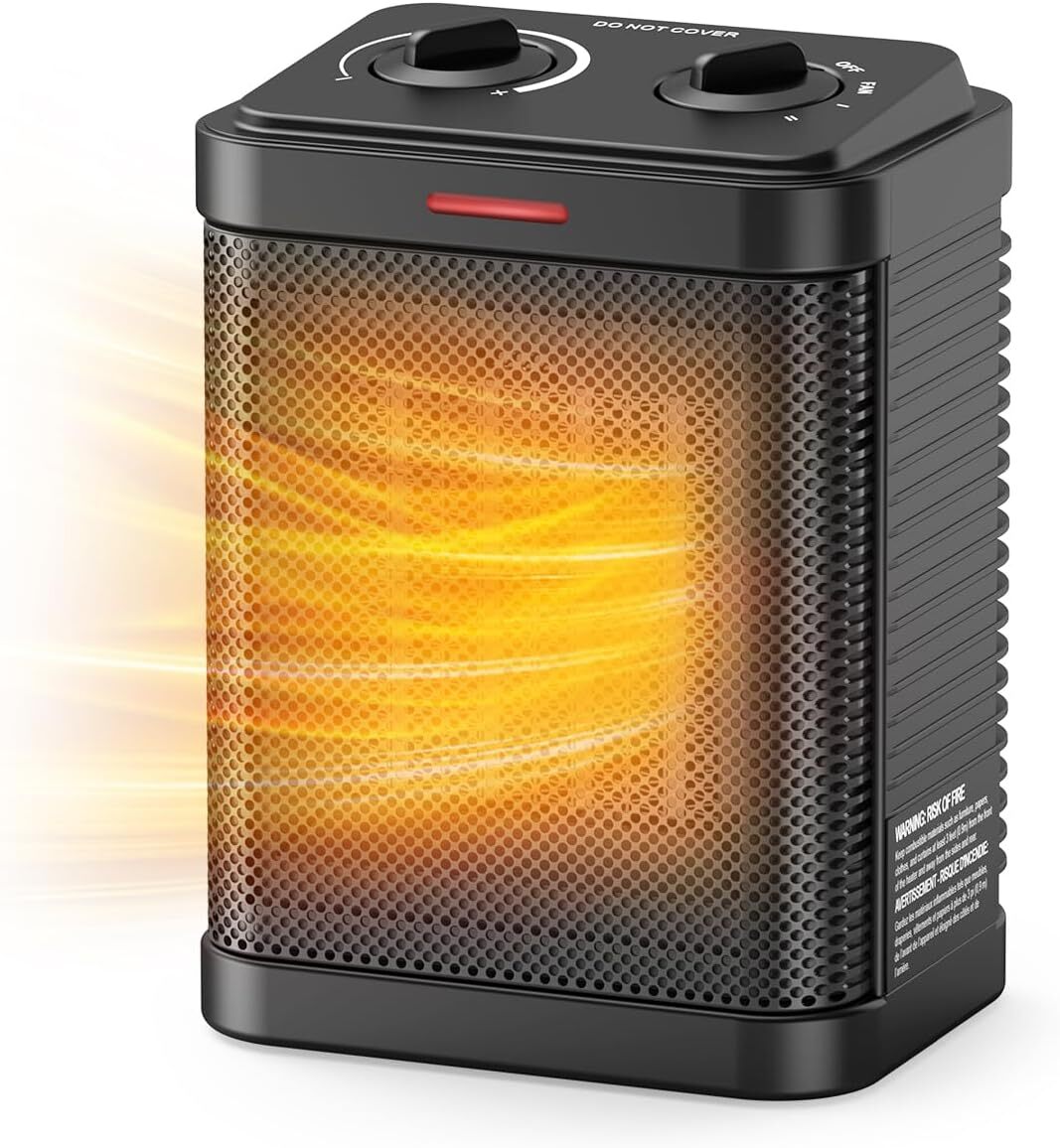 1500W/900W Space Heater, Small Heater for Indoor Use, PTC Ceramic BLACK