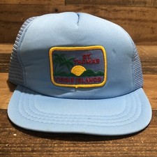 Vintage St Thomas Hat Snapback Trucker Cap Mens Blue USVI Virgin Islands - READ